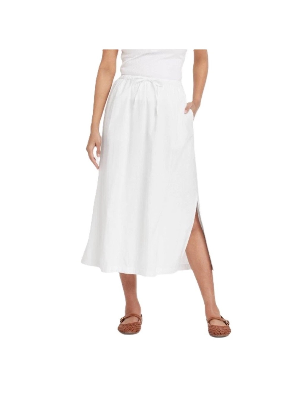 Universal Thread White Midi Skirt with Side Slit - XXL - NWT